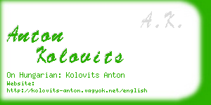 anton kolovits business card